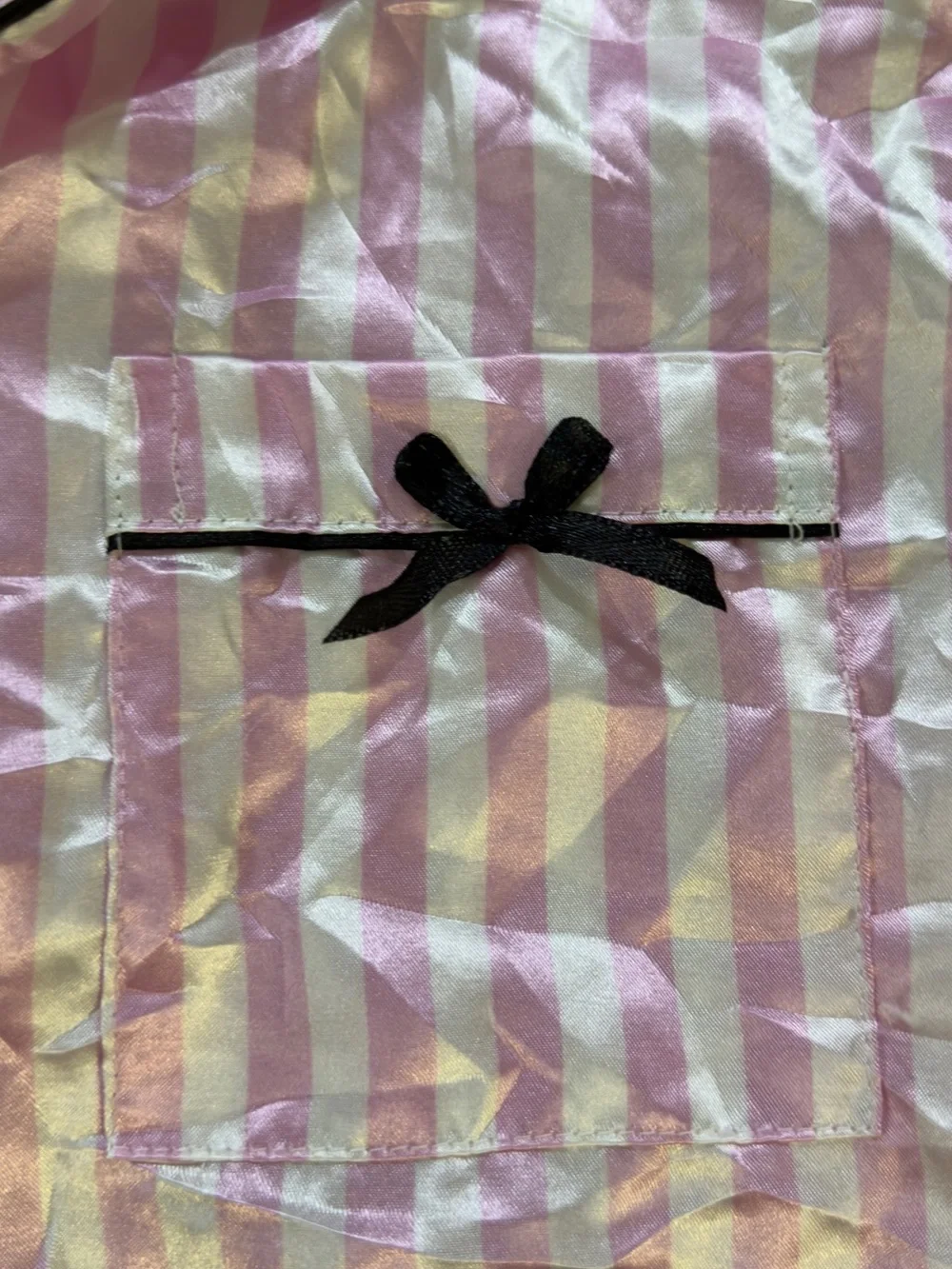 Girls' Pink and Cream Striped Short-Sleeve Pajama Set with Black Trim